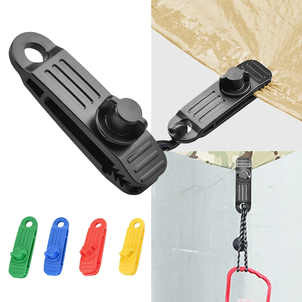 2pcs Windproof Tarpaulin Clips Awning Camping Tent Clamp Tarp Clip Set Canopy Snap Fixed Buckle Hang Light Outdoor Tools