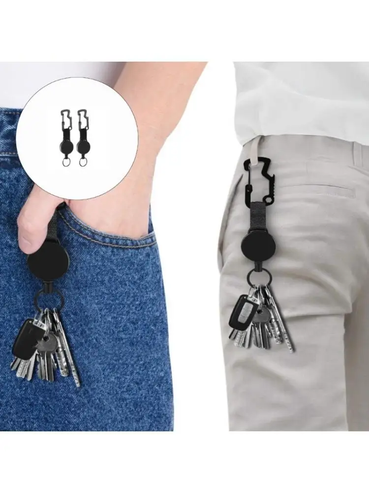 652F Ausziehbarer Schlüsselanhänger, robuster Karabiner-Ausweishalter mit Anti-Drop-Clip und Flaschenöffner-Funktion – Detail 1