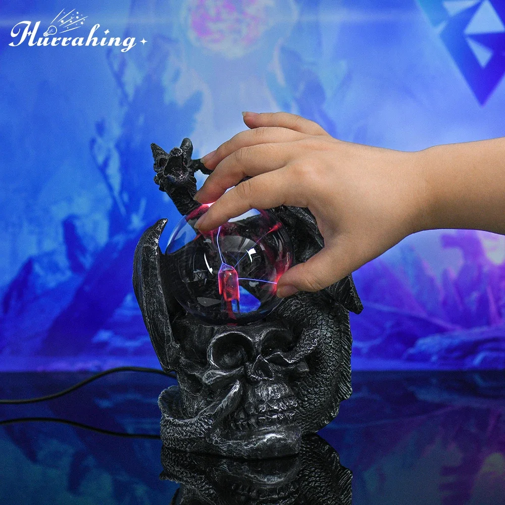 Hurrahing Wandering Dragon Plasma Lamp 4-Inch Atmosphere Night Light Desktop Decor Halloween Gift Special sale