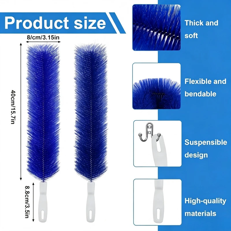 Ultra-Fine Bristles Fan Inner Duster Remover Bendable Fan Brush Long Handle Air-conditioner Furniture Shutter Cleaning Tool
