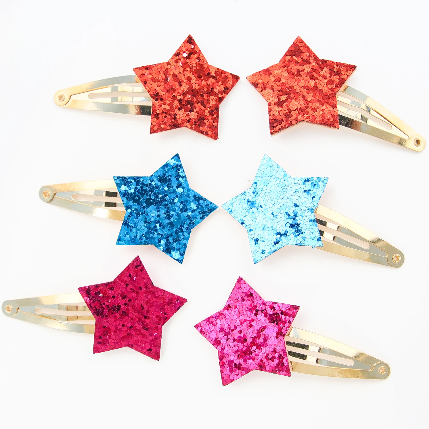 6/18pcs Sparkly Star Hair Clips Girls Snap BB Hair Clips Hairpins Glitter Star Shaped Barrettes Clips Children Kids Headwear