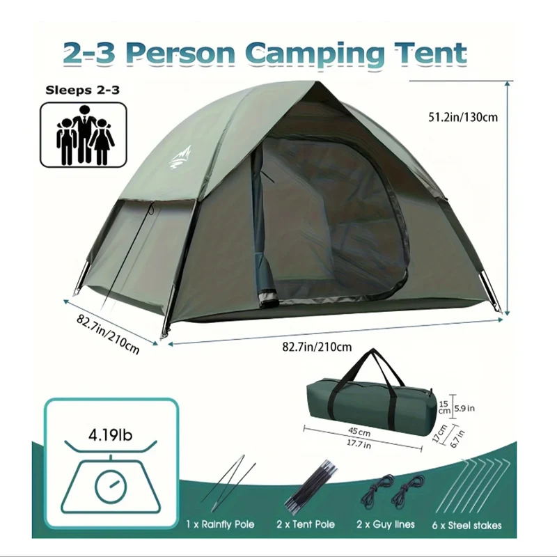 Leichtes Campingzelt, tragbar, wasserdicht, abnehmbar, Regen und Sonne, verdickt, für Outdoor-Reisen, Wandern, Feld, Park, Campingausrüstung
