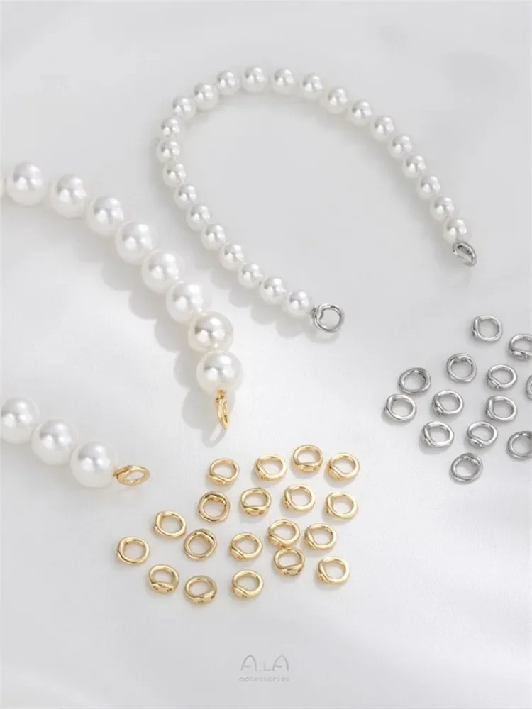 14K goud omwikkelde string dubbel gat gesloten lus DIY parelarmband ketting accessoire, sluiting gesp, verbindingsring accessoire