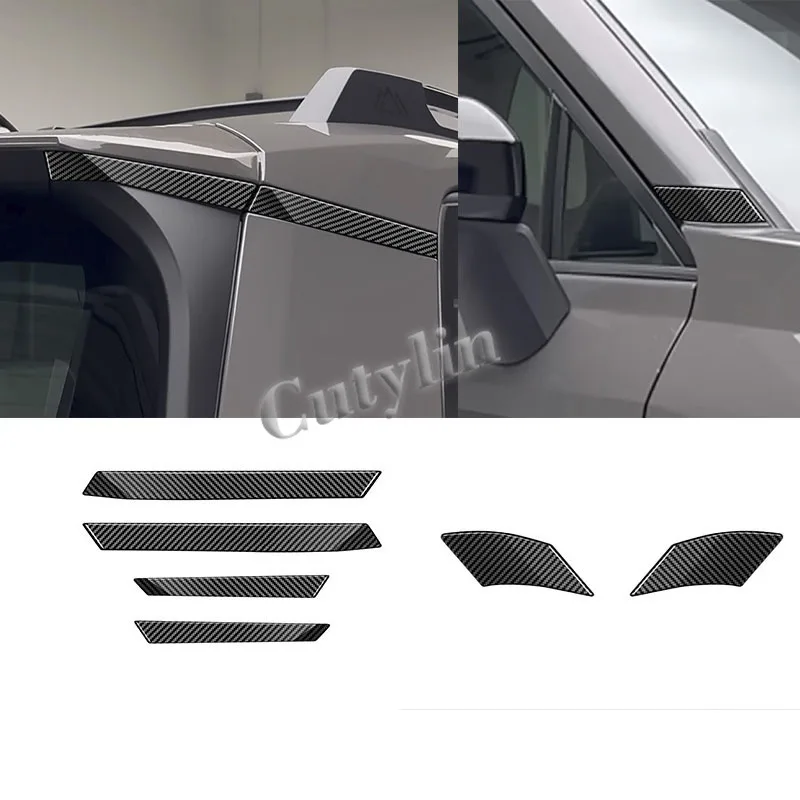 

For Toyato Rav4 RAV 4 2026 2027 ABS Black Carbon Fiber Car A Pillar Cover Trim Rear Window Tail Wing Decorative Strip styling