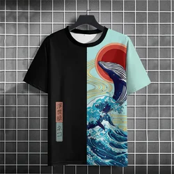 Ukiyo-E Animal Pattern T Shirt For Men Retro 3D Printed Tees Summer Casual Short Sleeve Round Neck Tops Oversized T-Shirts