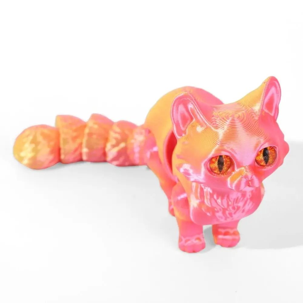 Big Eyes 3D Printed Cat Model Realistic Design Plastic Material Articulated Cats Doll 3D Printing Technology Creative Sculpture