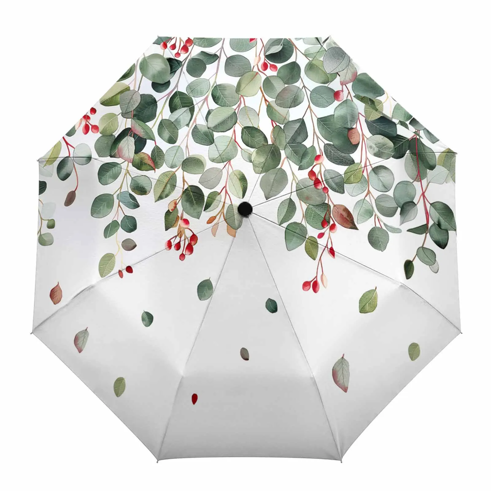 Leaf Fruit Watercolor Flower Automatic Umbrella for Rain Foldable Parasol Umbrella Eight strand Outdoor Umbrellas