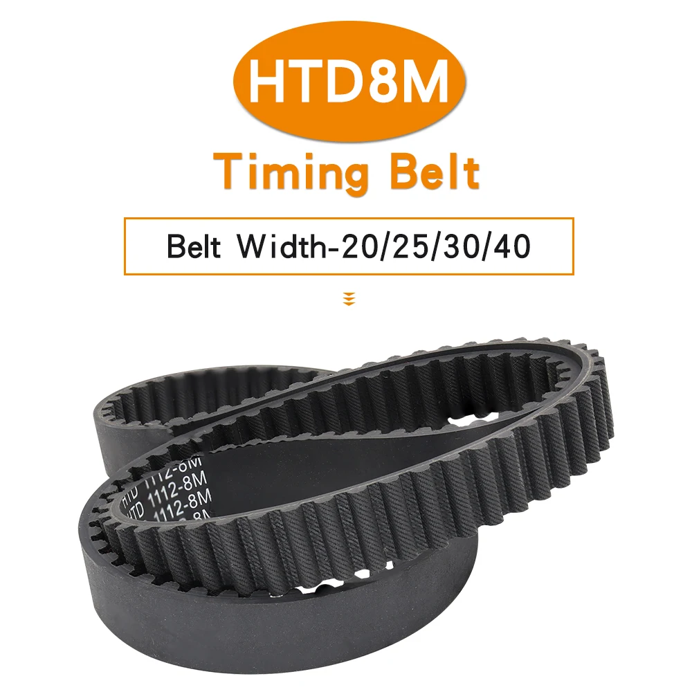 Transmission Belt HTD8M-1056/1064/1072/1080/1088/1096/1104/1112/1120/1128/1136 Closed Loop Timing Belt Width 20/25/30/40 mm