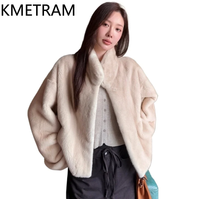 เสื้อแจ็คเก็ตขนมิงค์แท้ 100% สำหรับผู้หญิง เสื้อโค้ทขนสัตว์แท้คุณภาพสูง ปกตั้ง หรูหรา เสื้อผ้าฤดูหนาวสำหรับผู้หญิง แจ็คเก็ตขนเฟอร์ 2025 шуба