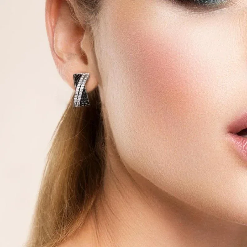 High End Exquisite Cross Fashion Zircon Earrings, South Korea East Gate Temperament  Ear Buckle, Unique Design Earrings