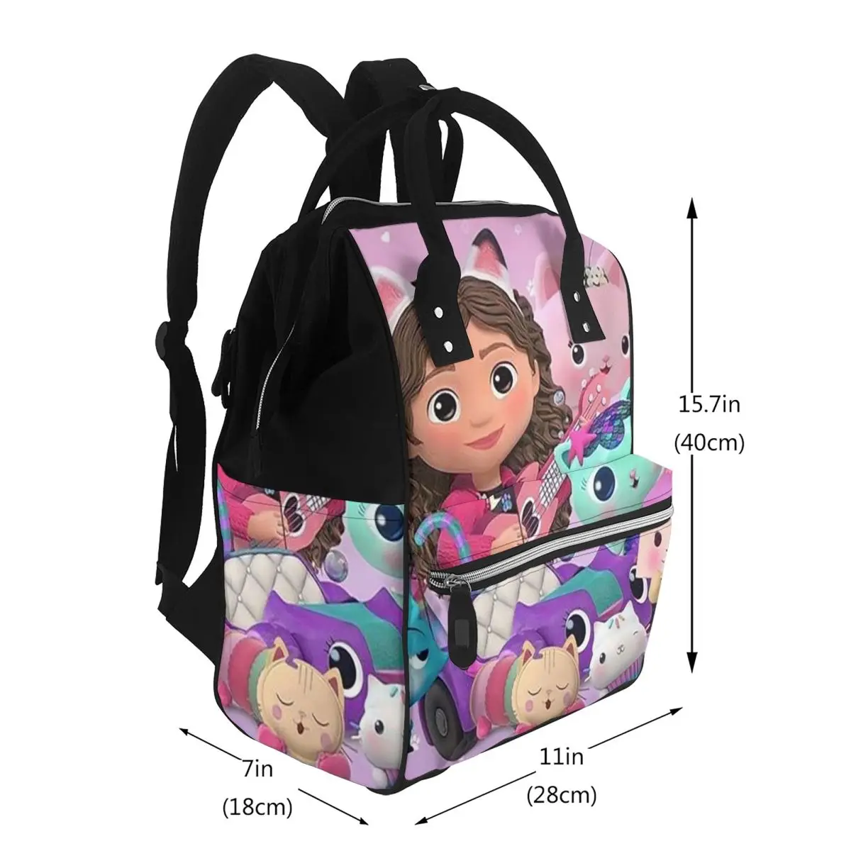 Gabbys Dollhouse Mercat Cat Anime Student Backpack School Bag Hiking Travel Daypack for Men Women Bookbag Shoulder Bags