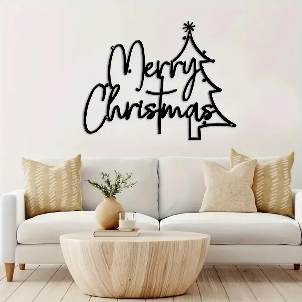 2D Flat - 2D Fashionable Bohemian Style Metal Christmas Tree Wall Decoration |   Large Handmade Indoor Decorations, Vintage Design - Decorative Hanging Pieces, High-Quality Metal Crafts, Perfect for Home/Office/Holiday Celebrations, Buyer Gifts.