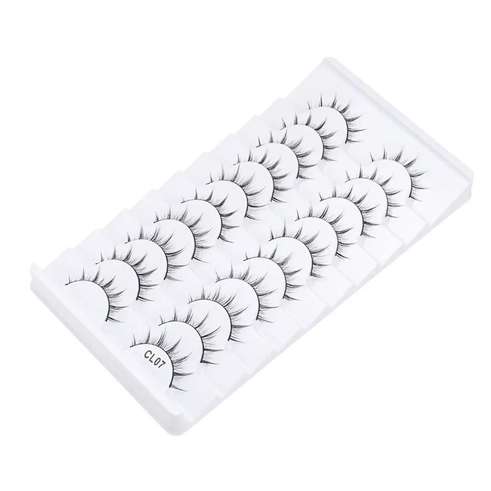 10 Pairs Full Strip False Eyelashes Natrual Long Cruelty-free 3D Faux Mink Lash Handmade Eye Makeup Tools Eye Lash Extension