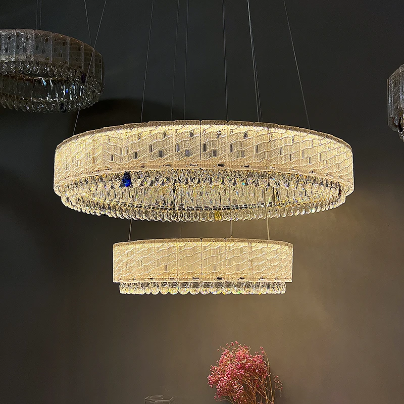 

Nordic Luxury Crystal Pendant Light Postmodern Circular Dining Room Living Room Ceiling Chandelier Indoor Led Lighting Fixtures