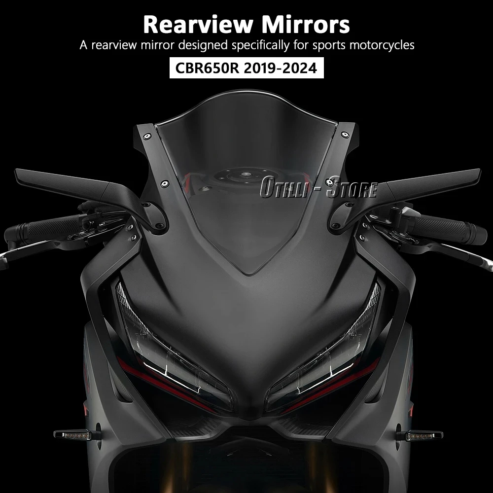 

Motorcycle Accessories Adjustable Side Rear View Mirrors Blue Anti-glare Mirrors Winglets For Honda CBR650R cbr650 r 2019-2024