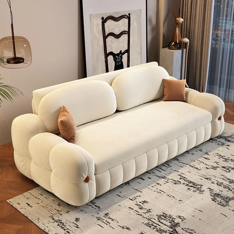 Flannel sofa bed dual-purpose, multi-functional pull-out type, foldable storage
