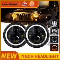 UNISHINE Universal 7 Inch Led Car Motorcycle Headlight 2Color DRL H4 Headlamp Amber Turn Signal For Harley Honda 12V 24V
