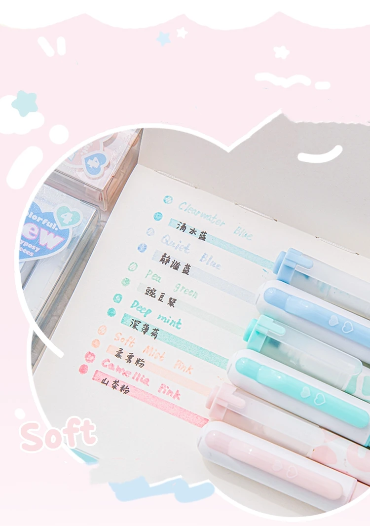 4 stücke Farbe Sinn Schreibstifte Set Creme Text marker schwarz Gel Tinte Stift Marker Liner a7489 – Detail 6