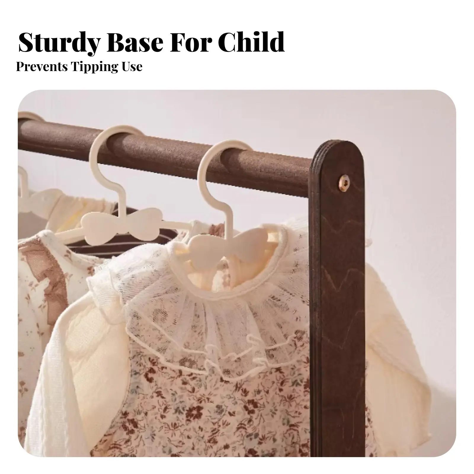 子供用衣類ラック、棚付き二段収納、子供用移動式洋服掛け、省スペース設計、多用途整理整頓