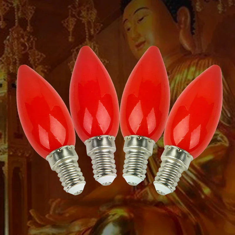 New 1PC LED altar bulb E12/E14 Red candle Buddha lamp Temple decorative lamp Buddha bead decorative lamp