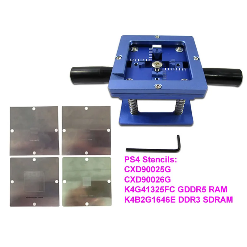 

6pcs/set 90mm*90mm PS4 Stencils CXD90025G CXD90026G K4G41325FC GDDR5 RAM K4B2G1646E DDR3 SDRAM 90mm BGA Reballing Station