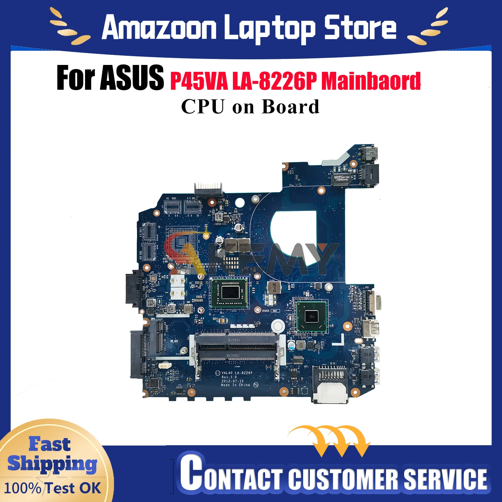 

LA-8226P Laptop Motherboard For ASUS K45A K45A P45VA Notebook Mainboard With CPU 100% tests OK fast shipping High quality