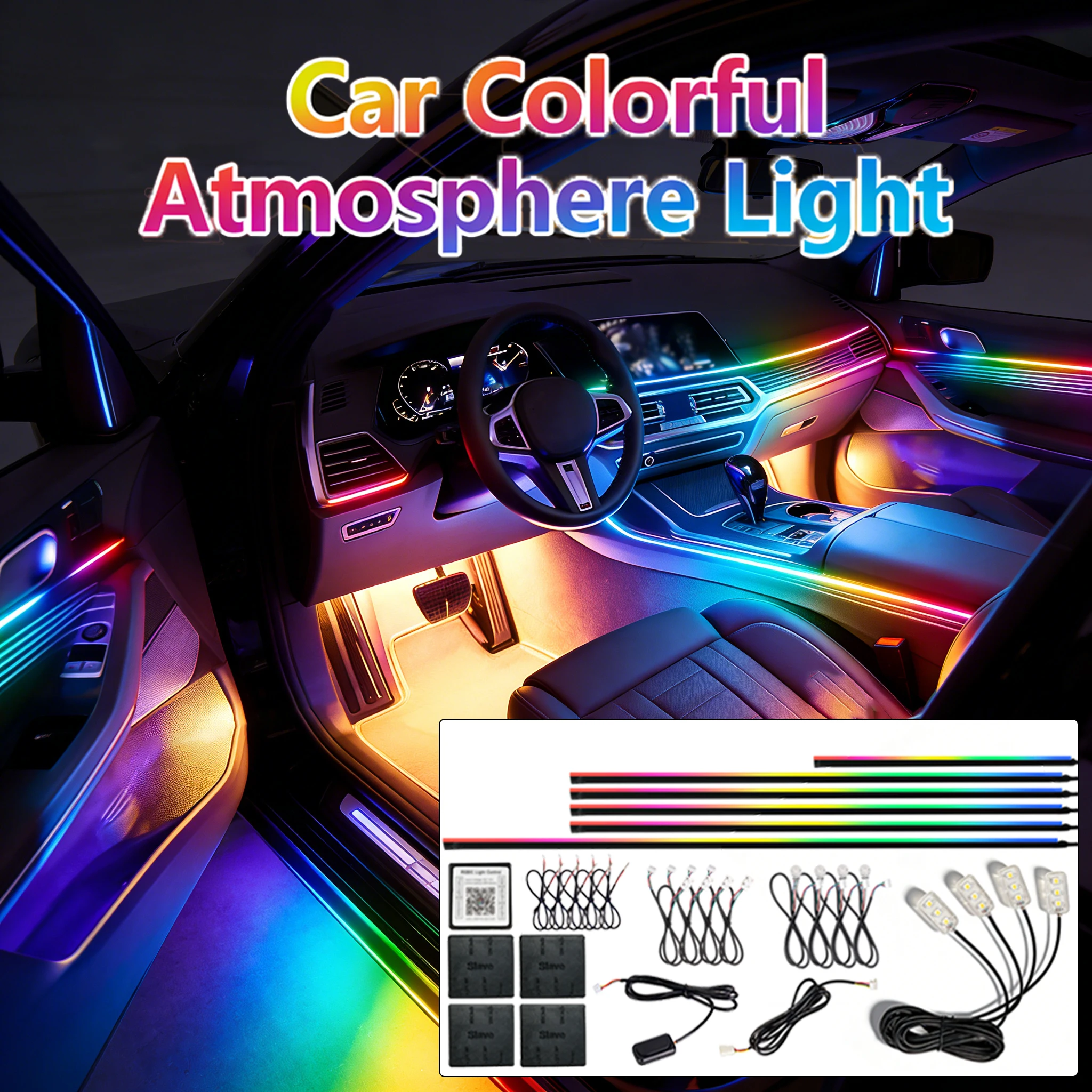 

Led Car Interior Ambient 64 213 Color Hidden Acrylic RGB Rainbow Symphony App Bluetooth CAR Environment Interior Atmosphere Lamp