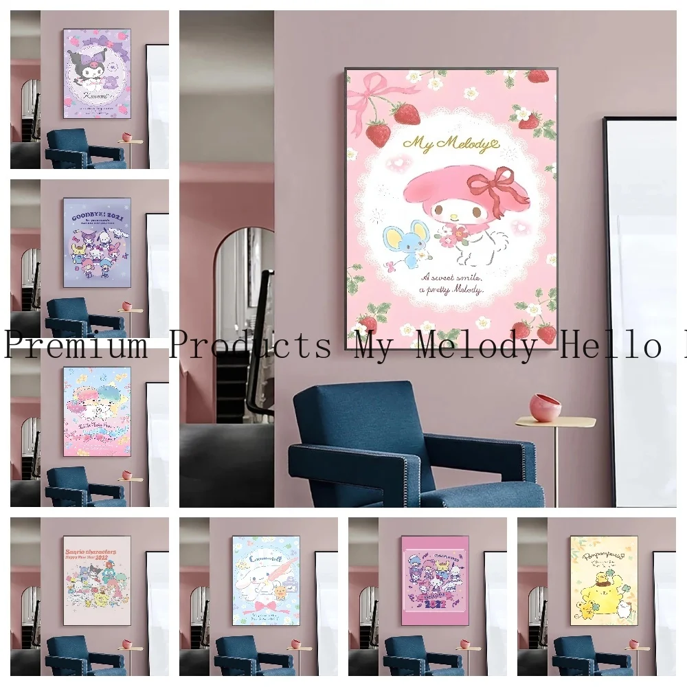 Anime Sanrio Poster Characters Canvas Painting No Frame HelloKittys My Melody Picture Living Kids Room Wall Art Home Decor Gift