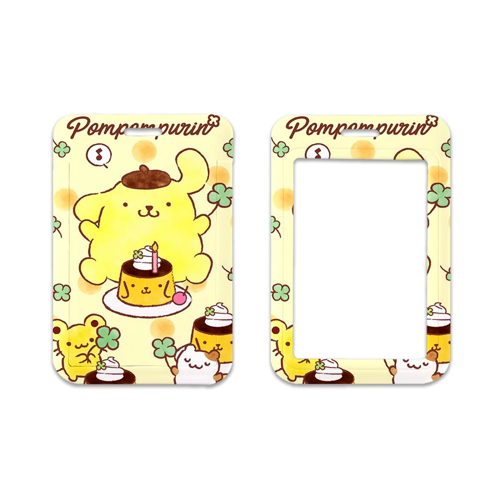 سانريو Kawaii الرقبة اسهم Pompompurin الكلب معرف شارة حامل حزام بطاقة العمل حافلة الوصول حامل بطاقة سلاسل المفاتيح الملحقات