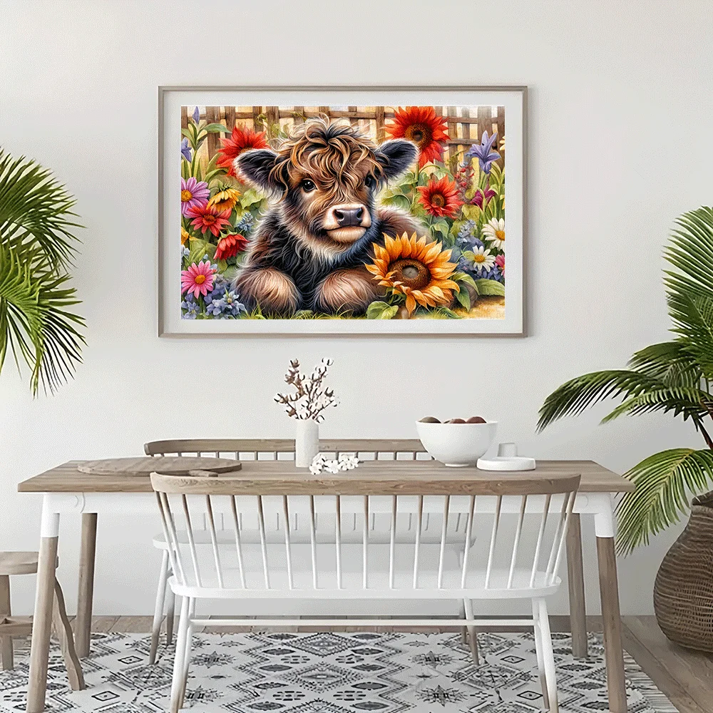 1000ピース 大型 牛とひまわりの農場パズル - 挑戦的な大人向け塗り絵ゲーム 家族の絆、素朴な壁、またはTに最適