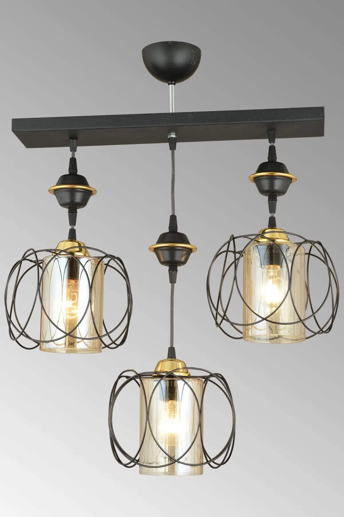 Luxury chandelier row black 3-piece sun down luxury chandelier