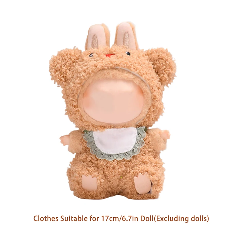 17 cm Mini Pluche Poppenkleertjes Outfit Accessoires Voor Labubu Kleding Tijd Om Te Chill Poppenkleertjes