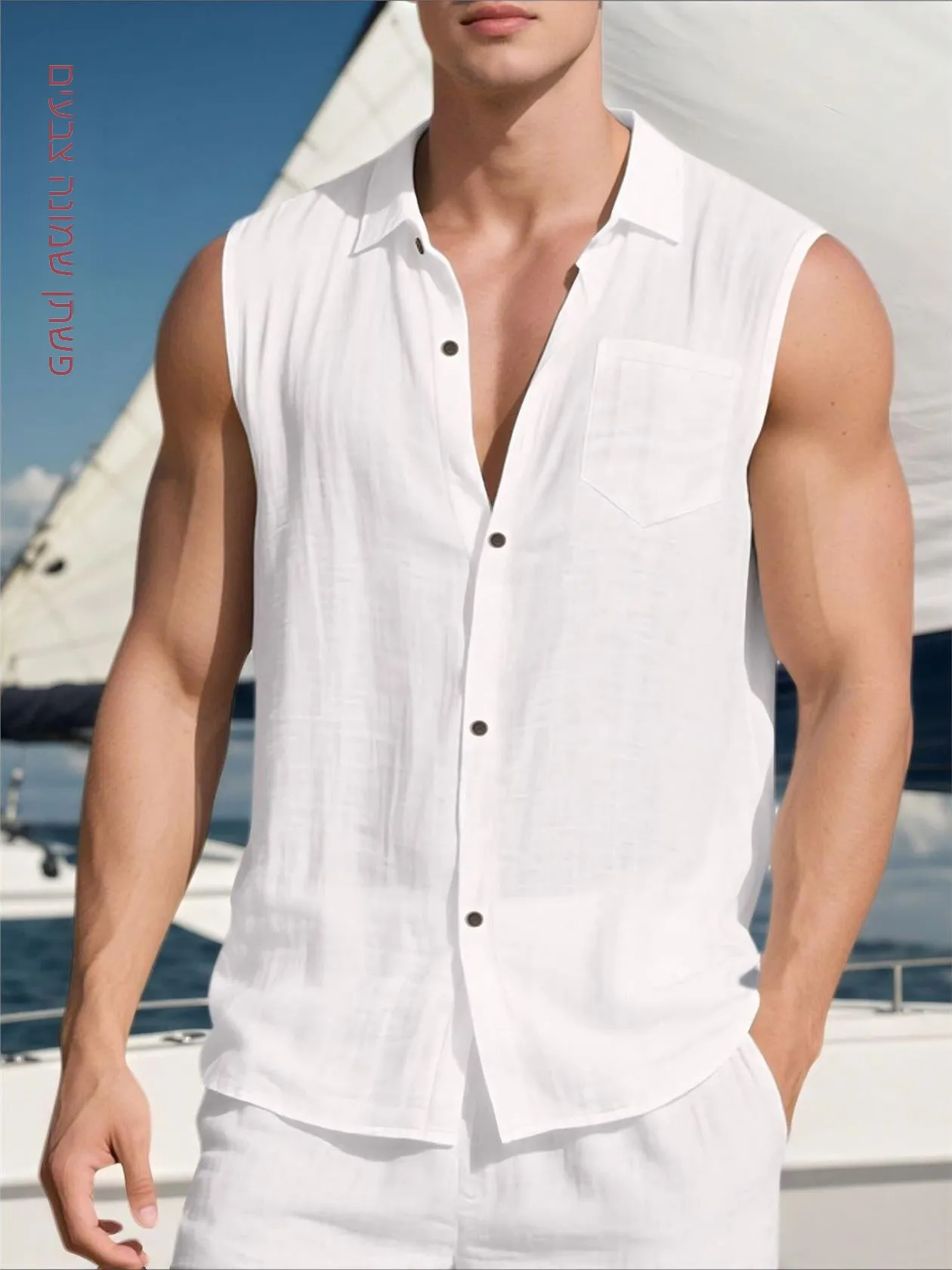 European American Linen Men's Casual Shirt Standard Fit Pocket Decorative Stitching Iron-Free Wear-Resistant Thin Short Sleeve
