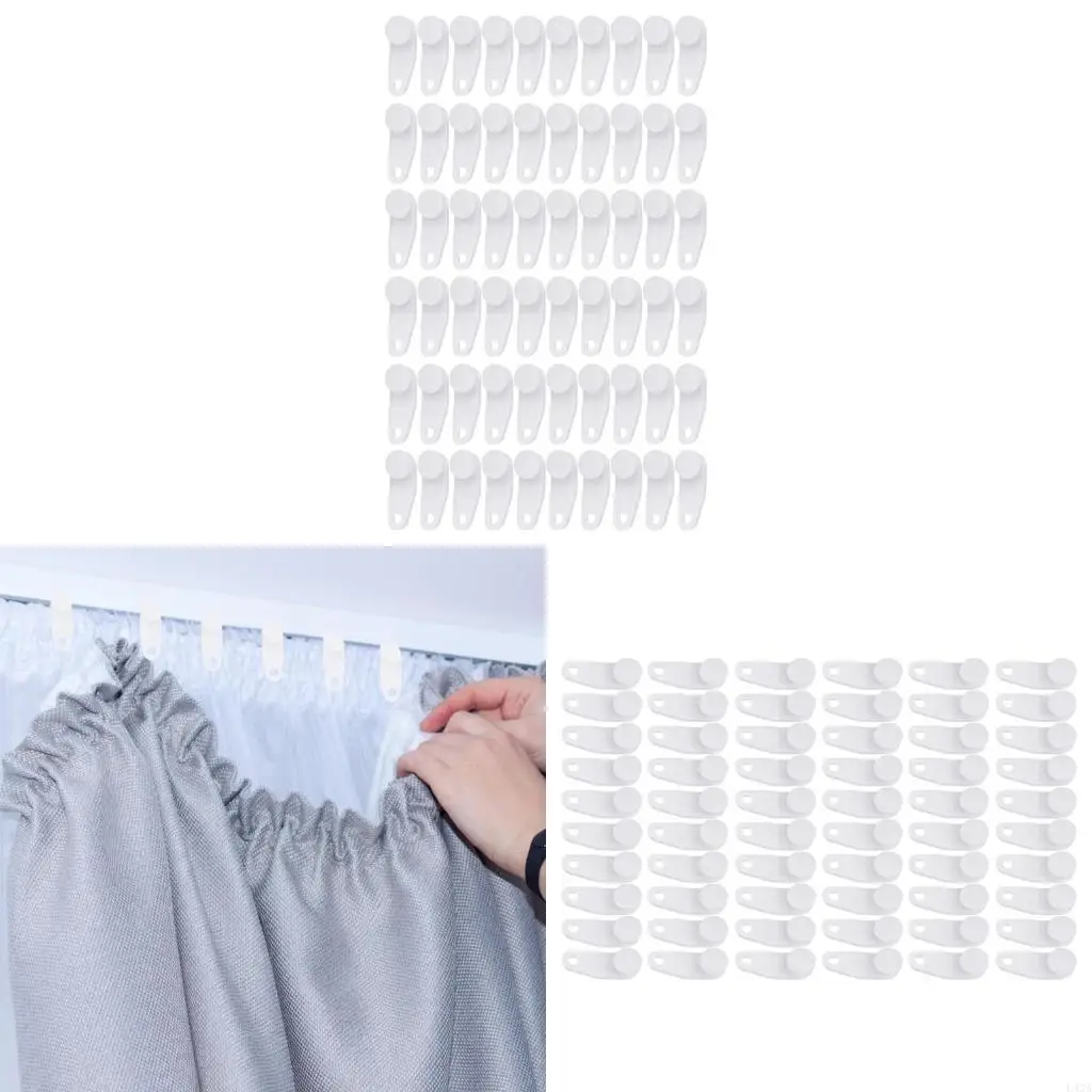 L43A 30/60Pcs Curtain Track Accessories Smooth Gliders Hooks for Home and Office