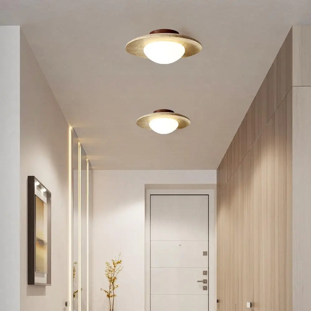 Nordic Modern Stone Marble Ceiling Lamp Bedroom Corridor Flush Mounted Ceiling Light Vintage Hallway Indoor Lighting Fixture