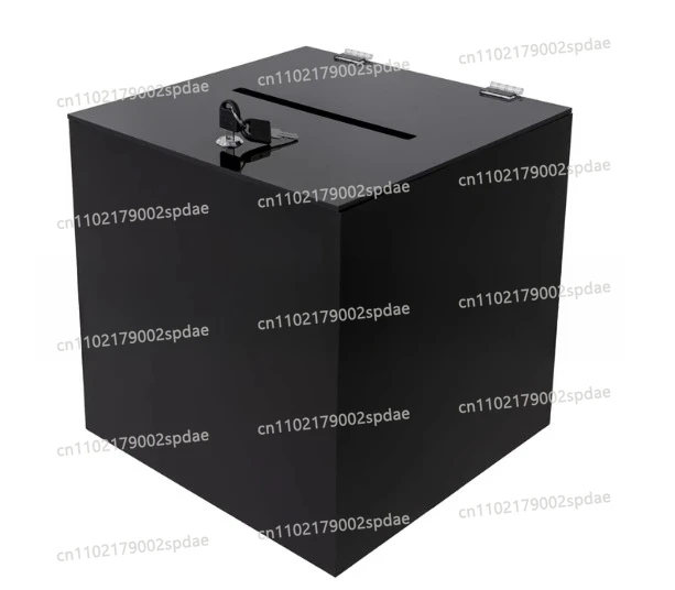 Acrylic Donation Box with Lock, Black, Fully Openable Lid, 2 Keys, Free Standing/Tabletop, Secure and  for Fundraising, Voting,