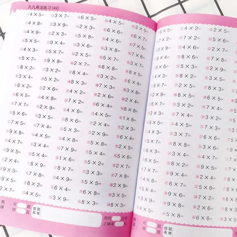 Children Multiplication Practice Workbook Learning Mathematics Textbook Handwritten Arithmetic Exercise Books for Kid