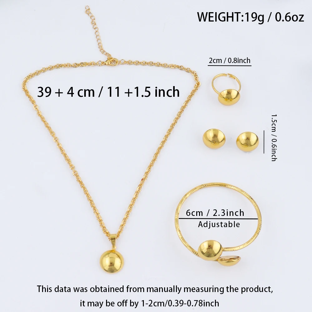 Stainless Steel Minimalist Jewelry Set Italy For Women Tiny Round Necklaces Earrings Bracelet Ring Wedding Party Jewelry Gifts