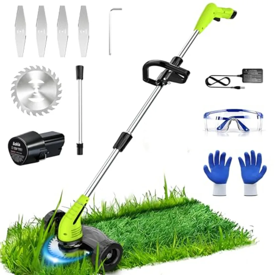 

Electric Weed Wacker Cordless, 12V Battery Powered Weed Eater Cordless with 65inch Adjustable Pole, Lightweight 3.72lbs Grass T