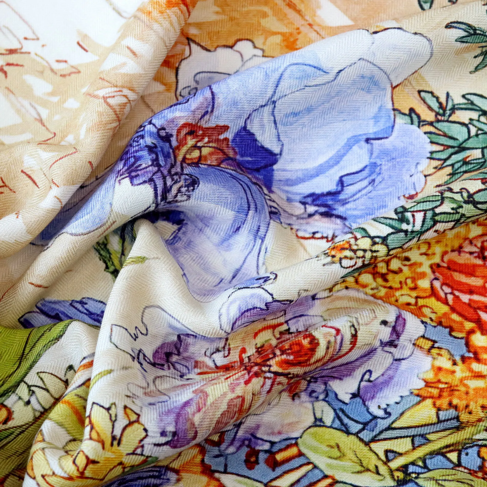 Winter Large Shawls Two Sided Scarf Hand-rolled Edge Scarves Square Big Bandanas Silk Wool Blend Shawls Lover Christmas Gift