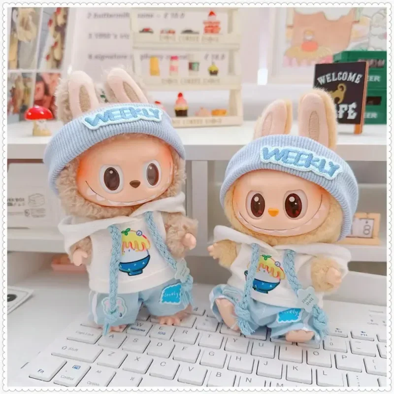 

Для Labubu V1 V2 V3 детская одежда Dimoo детская одежда молочно-синяя толстовка с капюшоном «Утренняя роса» комплект спортивной одежды аксессуары для одежды