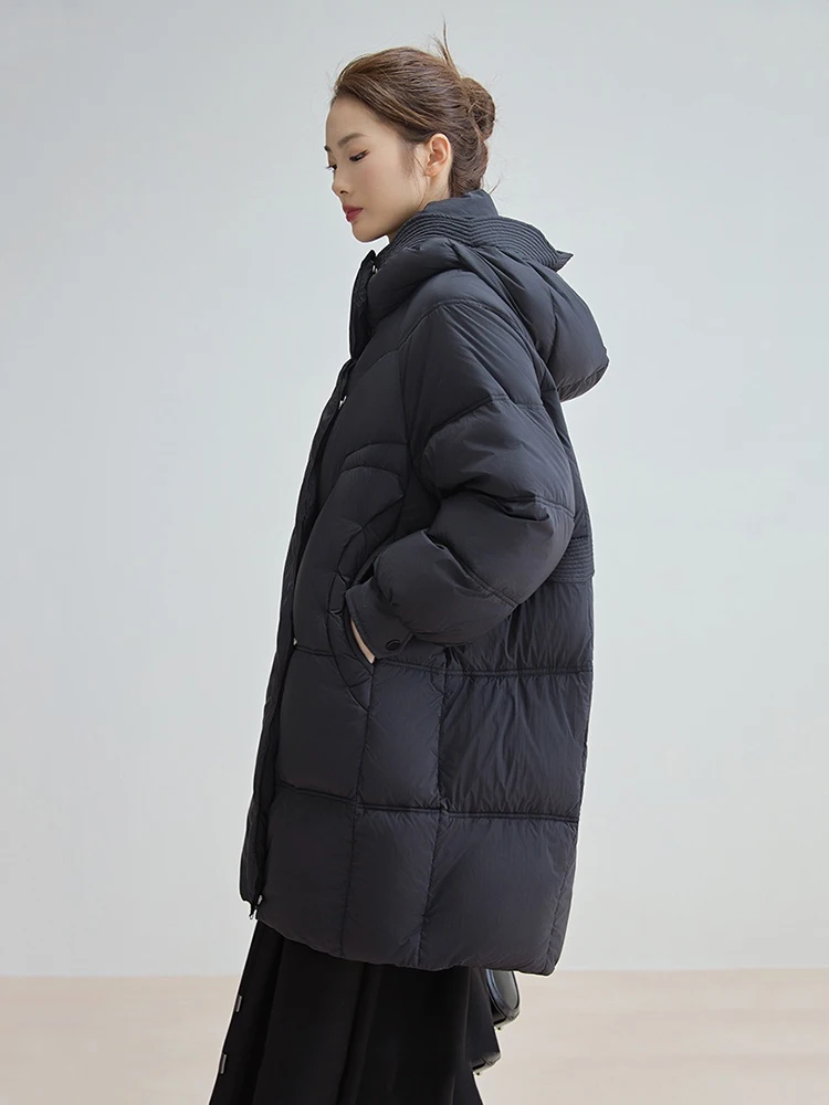 Longue bouffante à capuche doudoune hiver femmes 90% duvet de canard blanc épaissir doudoune femme moelleux chaud Parker genou longueur vêtements d'extérieur