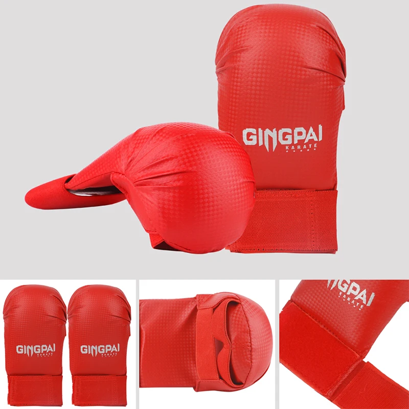 GINGPAI Karate Gloves Red Fighting Sandbag Training Punching Thickened Mitts TKD Hands Protector Blue Child/Kids Boxing Glove