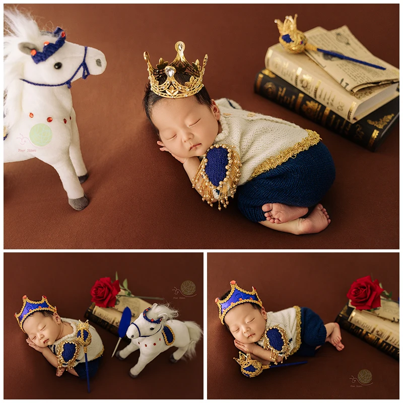 Newborn photography costume Prince Charming photography costume props baby full month photos 아기 코스프레  bebê