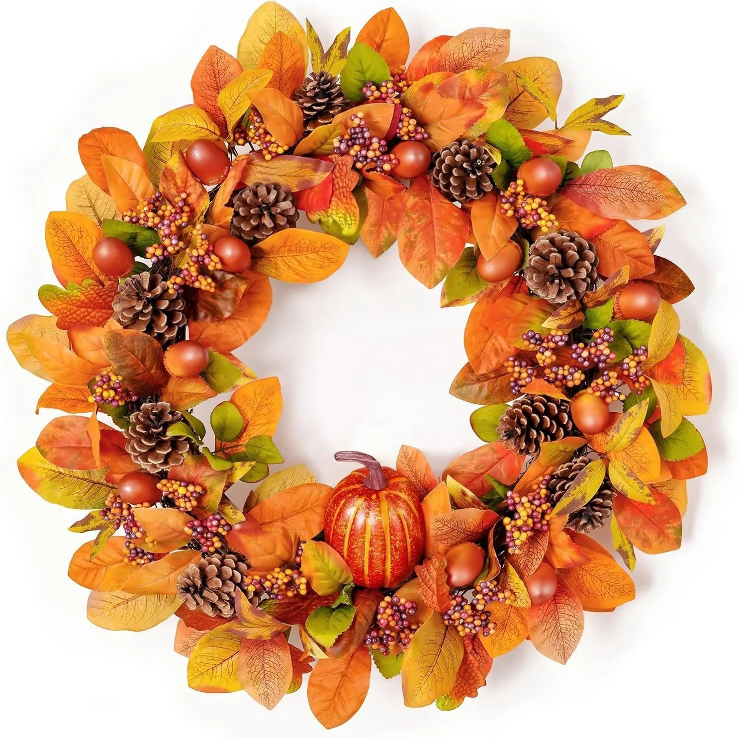 Thanksgiving encrypted maple pumpkin wall decoration door hanging dark autumn decoration supply rattan cross-border pine cones