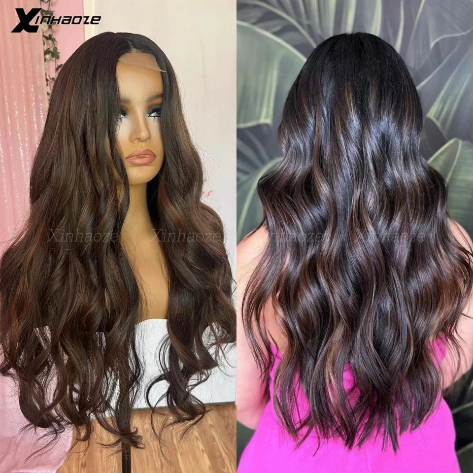 

Chocolate Brown Balayage Lace Front Wig Human Hair Real Hair Wigs for Women Dark Brown Wig Body Wave Frontal Wig Womens Wigs