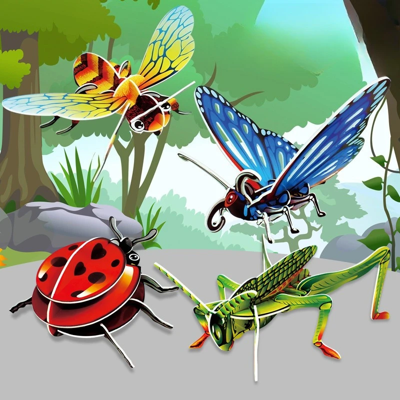 Paper Insect 3D Three-dimensional Puzzle Cognitive Handmade Children's Advanced Educational Toys Assembly Model Splicing