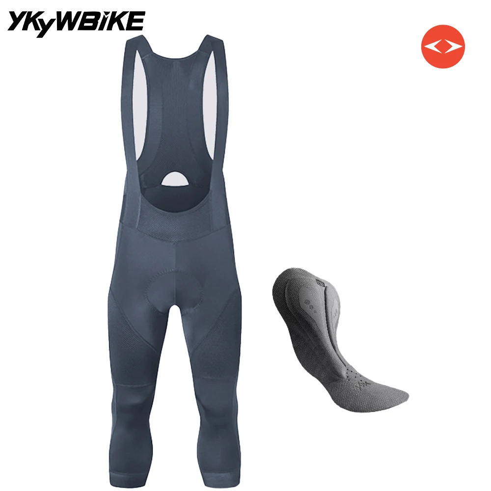YKYW Herren Sommer 3/4 Radfahren Trägerhose Dunkelblau Kaffee Dunkelgrau Fahrradstrumpfhose Hose Sport MTB Bike Shorts 4-Stunden-Fahrt gepolstert – Detail 21