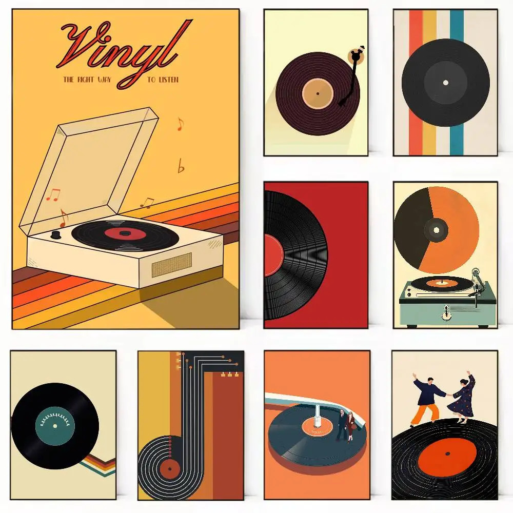 

Retro Vinyl Record Print Poster HD Self Adhesive Waterproof Wall Art Ideal for Home Office Dorm Gift