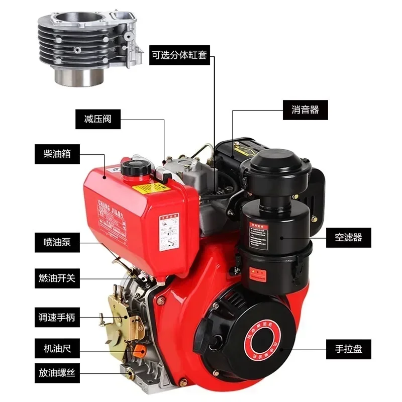 Single cylinder air-cooled 195 die-sel engine 6 9 10 12 15 horsepower micro tiller head 186FA 188 192